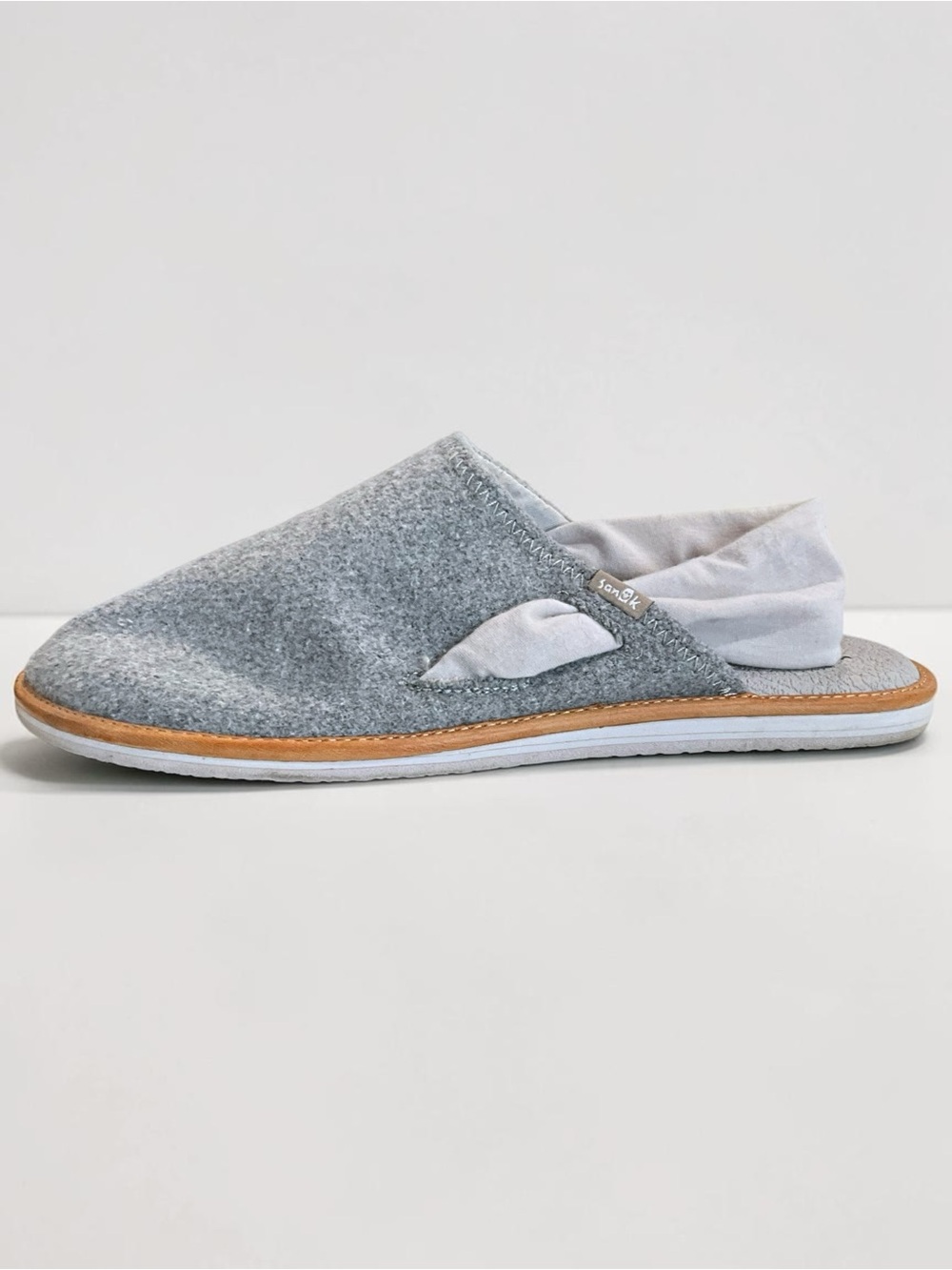 Sanuk Yoga Sling Gray Wool Sling back Sandals Shoes Women's Size 9 EUC 1099972